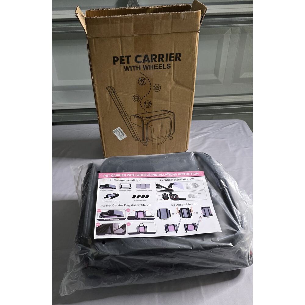Pet Carrier With Wheels Rolling Soft-Sided Travel Carrier New Open Box